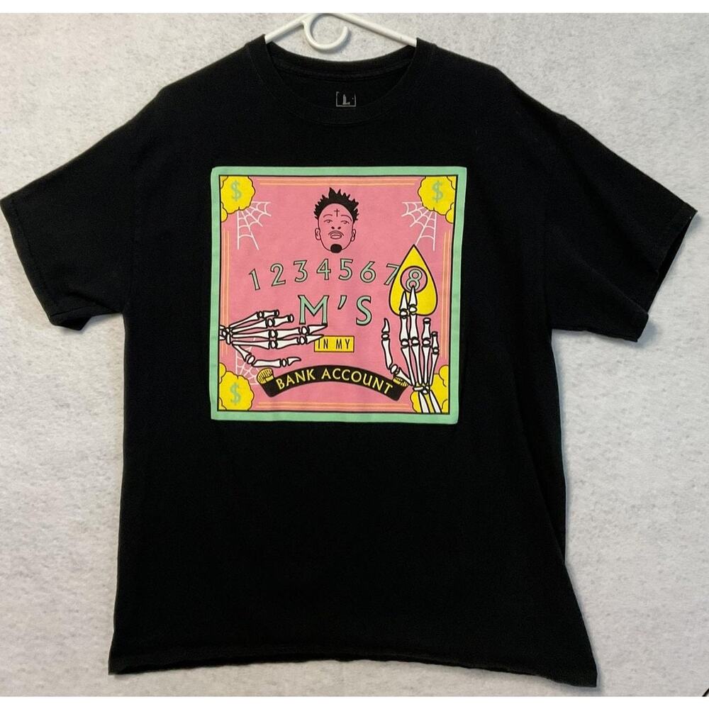 Samborghini Shirt Mens Large Black Bank Account Graphic Tee Rap‎ Hip Hop Money